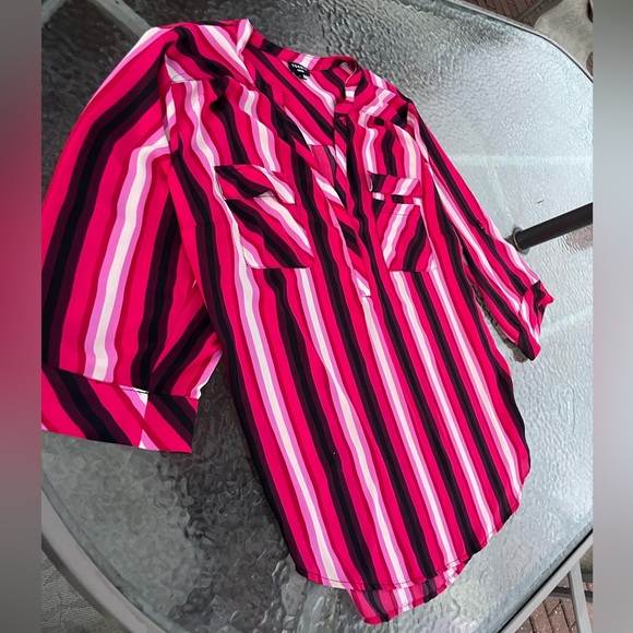 Torrid Harper Georgette 3/4 Sleeve Striped Blouse Size 3X - Picture 4 of 10